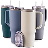 Maars Charger 40oz Insulated Travel Mug Tumbler with Handle | Double Wall Vacuum Sealed Stainless Steel Cup w/ Straw and Lid 