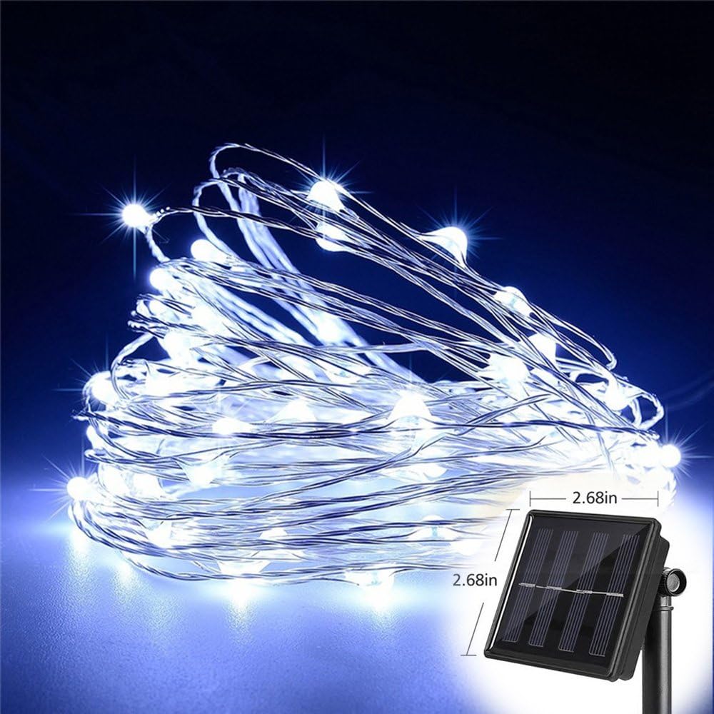 T HomeLight Solar String Lights, White 300Leds 30M / 100FTWaterproof, 8 Modes, Copper Wire High Efficiency Durable Fairy Outdoor String Lights White for Garden, Patio, Wedding and Christmas Party
