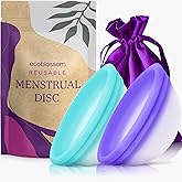 Ecoblossom Menstrual Disc - Set of 2 Reusable Period Discs - Premium Design with Soft, Flexible, Medical-Grade Silicone + 1 Storage Bag (1 Small + 1 Large)