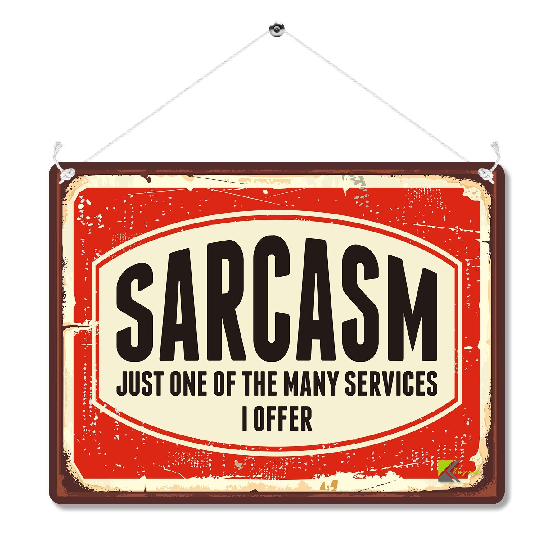 Kruzroyal MP139 Sarcasm: Just one of the many services i offer Sarcastic Funny Novelty Retro Vintage Metal Wall Sign Plaque 20cm x 15cm - Office Signs & Plaques, Funny Gift for Men and Women