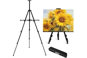 AROIC 17-66 Inch Art Easel Stand, Sturdy Aluminum Tripod for Table Top & Floor Painting - Portable Adjustable Display Easel for Canvases with 1 Storage Bag | Studio, Hobby & Professional Artist Easels