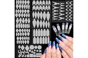 EBANKU French Nail Forms, 144 PCS Silicone Tip Stickers for Dual Nail Forms, Reusable Pads for Poly Gel Nail Mold, Manicure