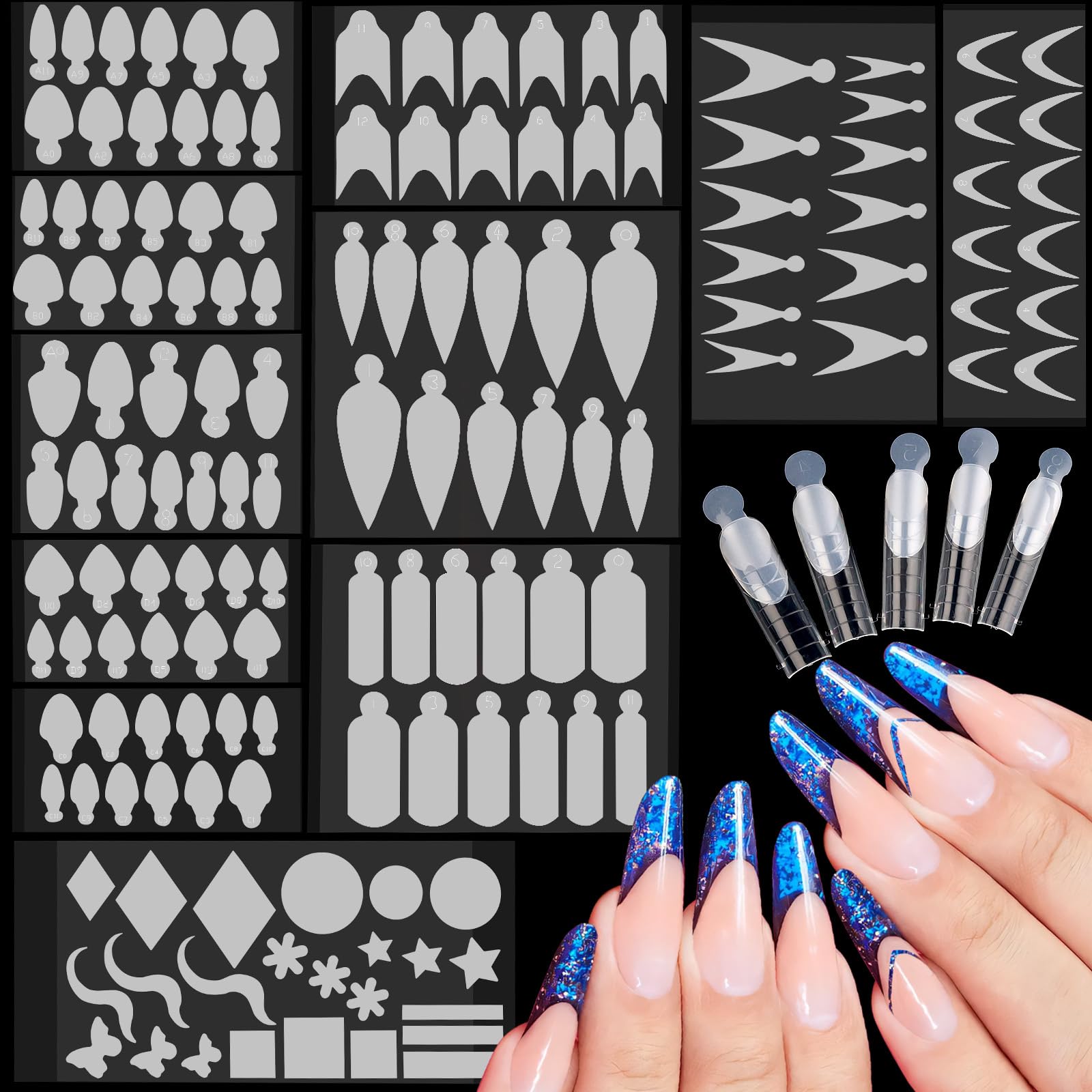 EBANKU 144 PCS French Nail Forms Sticker, Silicone Tip Stickers for Dual Nail Forms, Reusable Manicure Pads