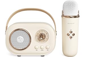 ARESRORA Mini Karaoke Machine,Karaoke Machine for Kids and Adults,Cute Karaoke with Microphone Set,Portable Bluetooth Speaker with Microphone,Retro Handheld Style for Family Party Meeting Singing (Yellow)