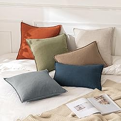 MIULEE Decorative Linen Euro Sham Pillow Covers