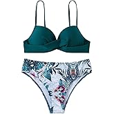 SweatyRocks Women's Floral Printed 2 Piece Bikini Set Twist Push Up Swimsuits Summer Beach Boho Bathing Suit
