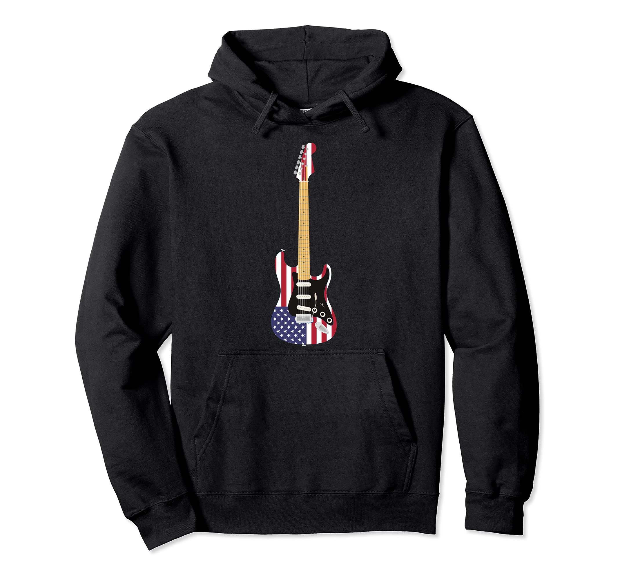 US Flag Electric Guitar Player Musician Guitarist Guitar Pullover Hoodie