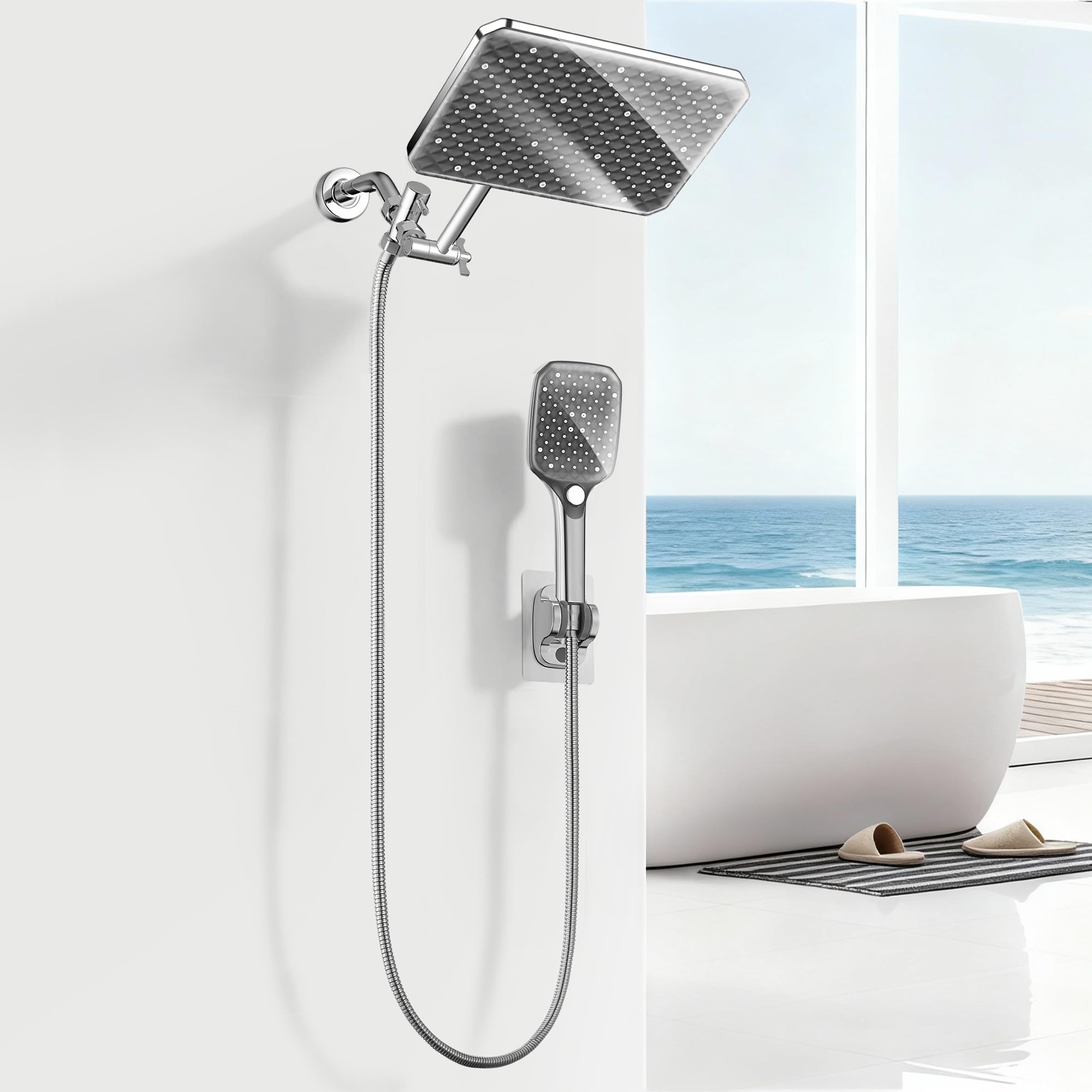 Photo 1 of ***MISSING PARTS***
XXL 12.2" Rain Shower Head with Handheld Spray Combo, High Pressure Rainfall Shower Head, Height Adjustable Dual Shower Head, Luxury Waterfall Showerhead Bathroom