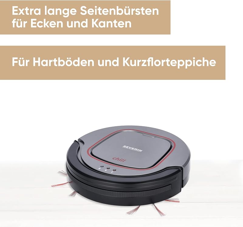 Saugroboter "chill®", leistungsstarker Staubsauger Roboter für Hartböden und kurzflorige Teppiche, extra flacher Putzroboter mit Treppenstufenerkennung, platingrau, RB 7025