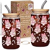 Funny Pink Christmas Cup Gift for Women Girls Friends - Christmas Tree Festive Coffee Cup, Xmas Trees Snowflake Santa Christmas Holiday Party Gifts for Soul Sisters Friend Daughter Adult-100