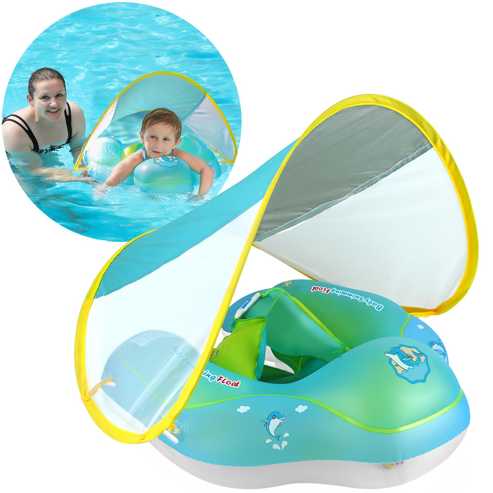 Baby Water Safety Baby Swimming Float With Sun Canopy Inflatable Pool Baby Water Safety Baby Swimming Float With Sun Canopy Inflatable Pool