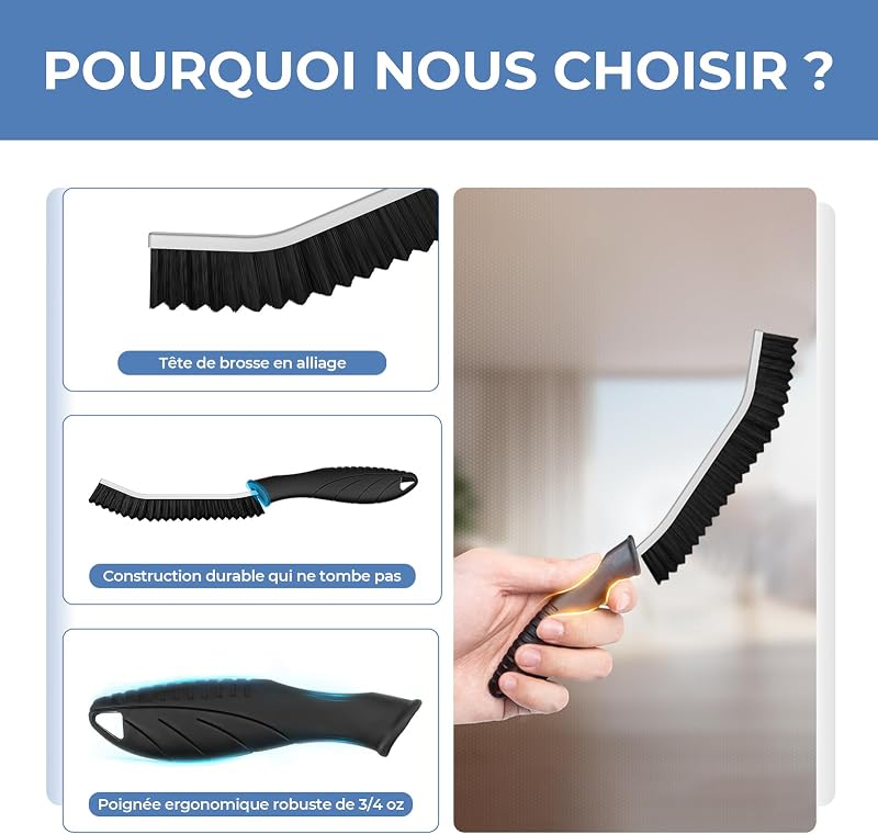 Brosse à Joint Carrelage pour Salle de Bain (3, Noir) — photo 6 sur 8