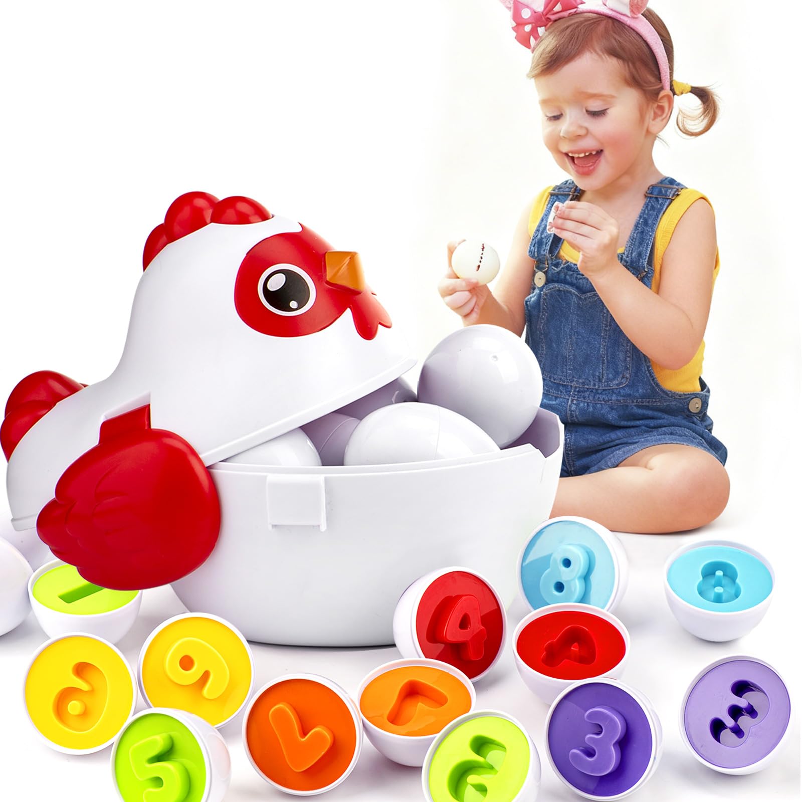 VROGTIK Easter Egg Matching Game for Toddlers - Educational Color & Shape Recognition Toy, 12-Piece Set | Easter Basket Stuffers for Kids