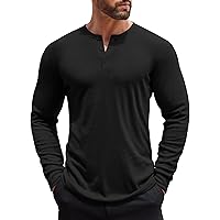 Dokotoo Men's Henley Shirt Long Sleeve - Cotton Blend Stretch Pullover With 3 Buttons - View #9
