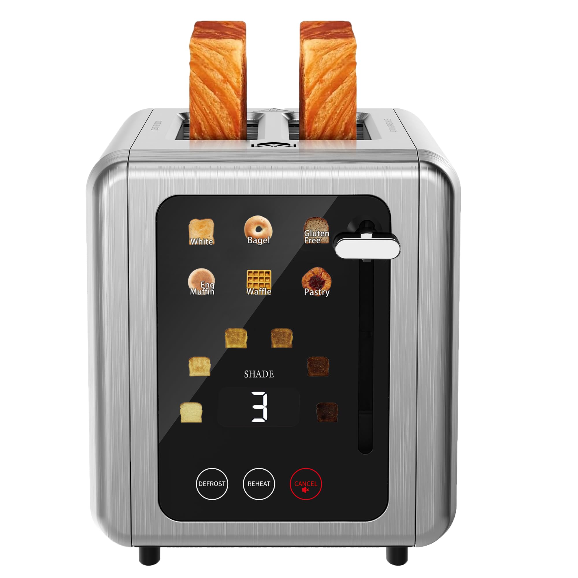 Photo 1 of WUNLY 2 Slice Toaster,Touchscreen & Dual Independent Control Panel,5 Basic Functions & Digital Countdown Toasters,6 Shade Settings?6 Bread Types,Smart Bread Maker Mute/Screen-Off,Titanium