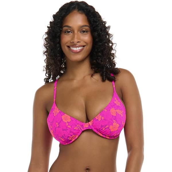 Body Glove Body Hang Loose Solo Top Bikini Donna, Reggiseno Con Ferretto E Coppe Morbide, Rete Di Supporto, Microfibra Lucida