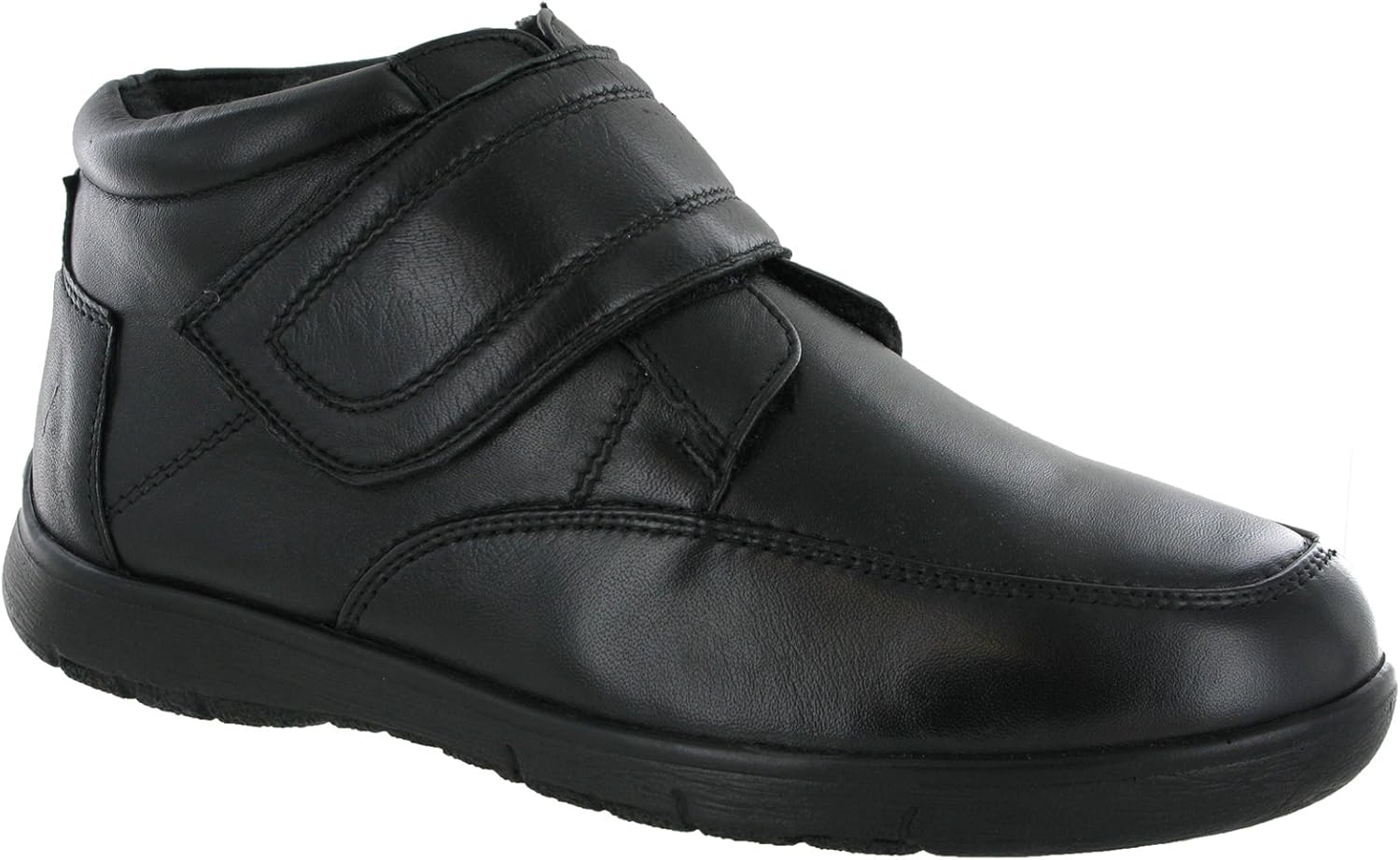 Dr Keller Leather Shoes Ernie Mens Black Fur Warm Lined Velcro Walking