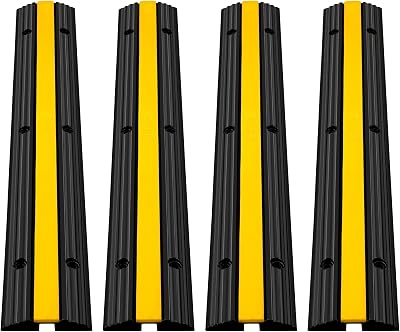 VEVOR 4 Pack 1 Channel Rubber Cable Protector Ramp 18000 Lbs Heavy Duty Speed