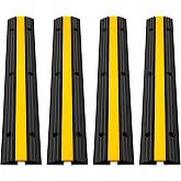 VEVOR Rubber Cable Protector Ramp, 4 Pack, 1 Channel Heavy Duty Traffic | 18000 lbs/Axle Load Capacity, 40 in Cable Wire Cord Cover