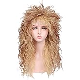 FantaLook Women Long Curly 80s Blonde with Reddish Brown Cosplay Wig