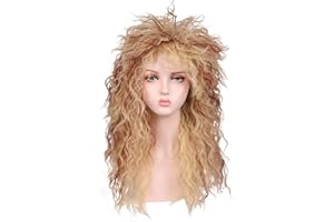 FantaLook Women Long Curly 80s Blonde with Reddish Brown Cosplay Wig