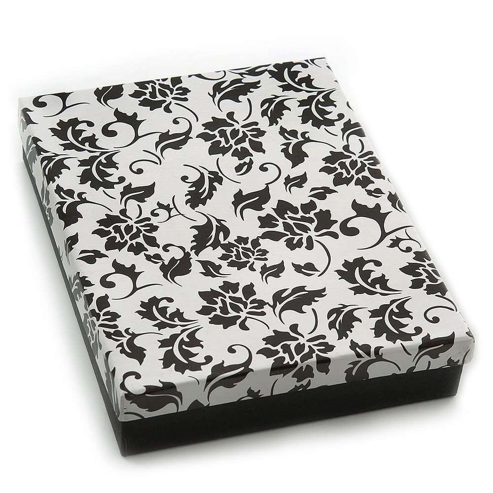 Avalaya Black/White Card Pendant & Earrings Set Necklace & Earring Set/Earring & Ring Set Box/