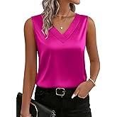 Zeagoo Women's Silk Satin Tank Tops V Neck Casual Camisoles Sleeveless Business Work Blouses Dressy Summer Shirts
