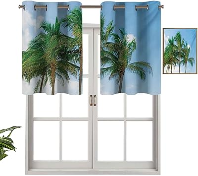 Hiiiman Cortina opaca con ojales, diseño de palmera en el cielo soleado