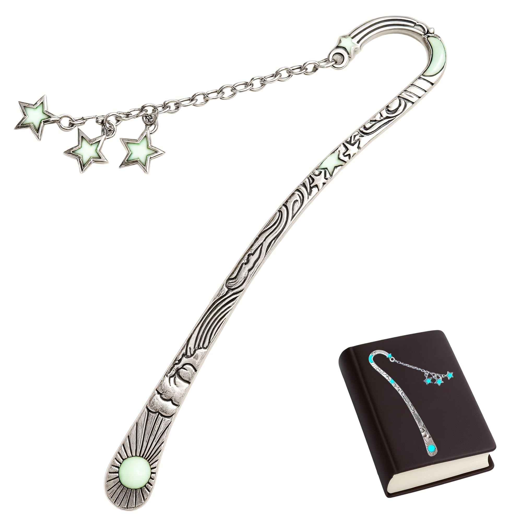 FZSECRIU Metal Bookmark, 3D Bookmark, Moon and Stars Gift, Personalized Bookmark