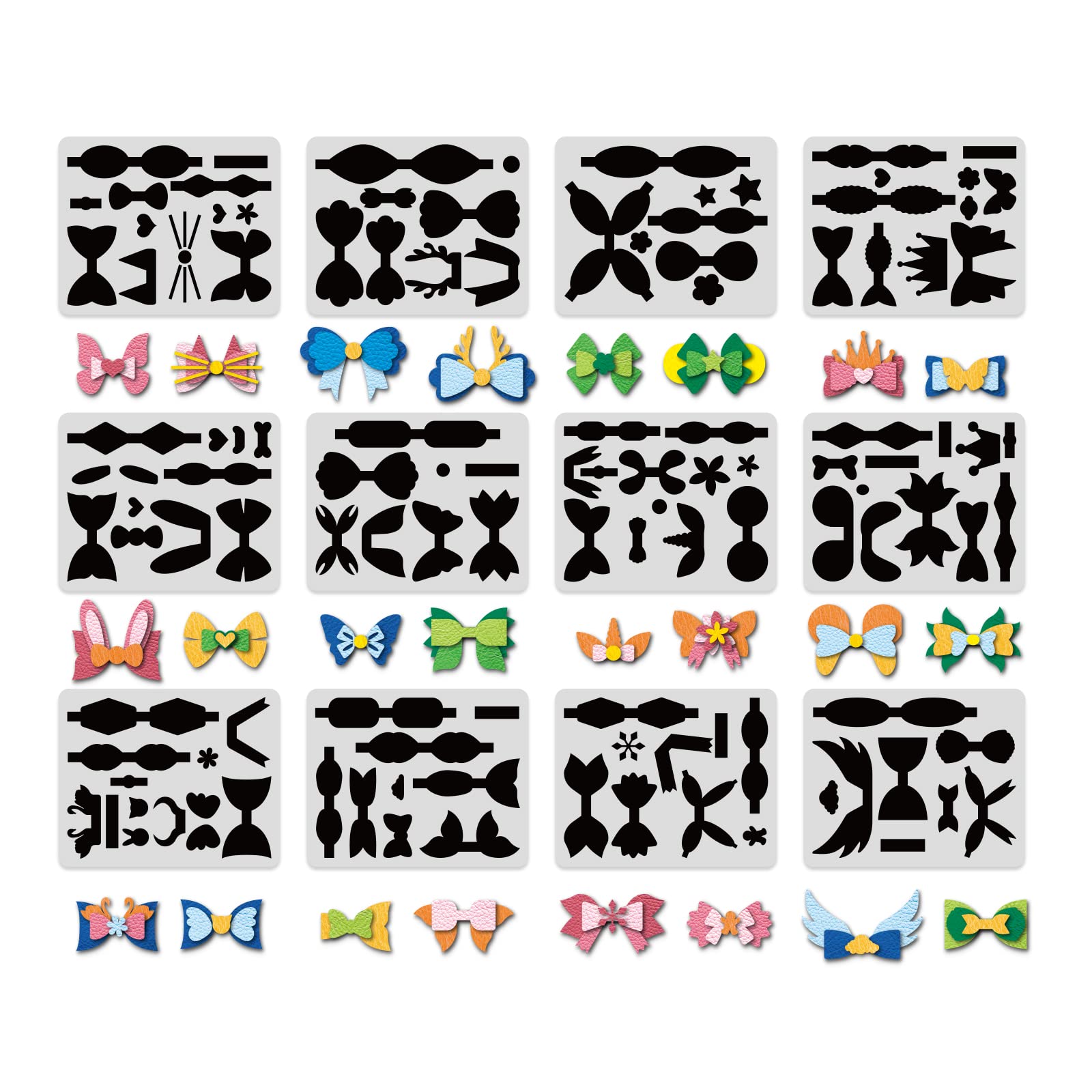 FINGERINSPIRE 12 Pcs Plastic Templates Bows, Bowknot Making Template with Different Shapes, Reusable Earring Dies Cutting Stencil for Bow Tie Hairpin Making DIY Craft and Gift Wrapping — image 1