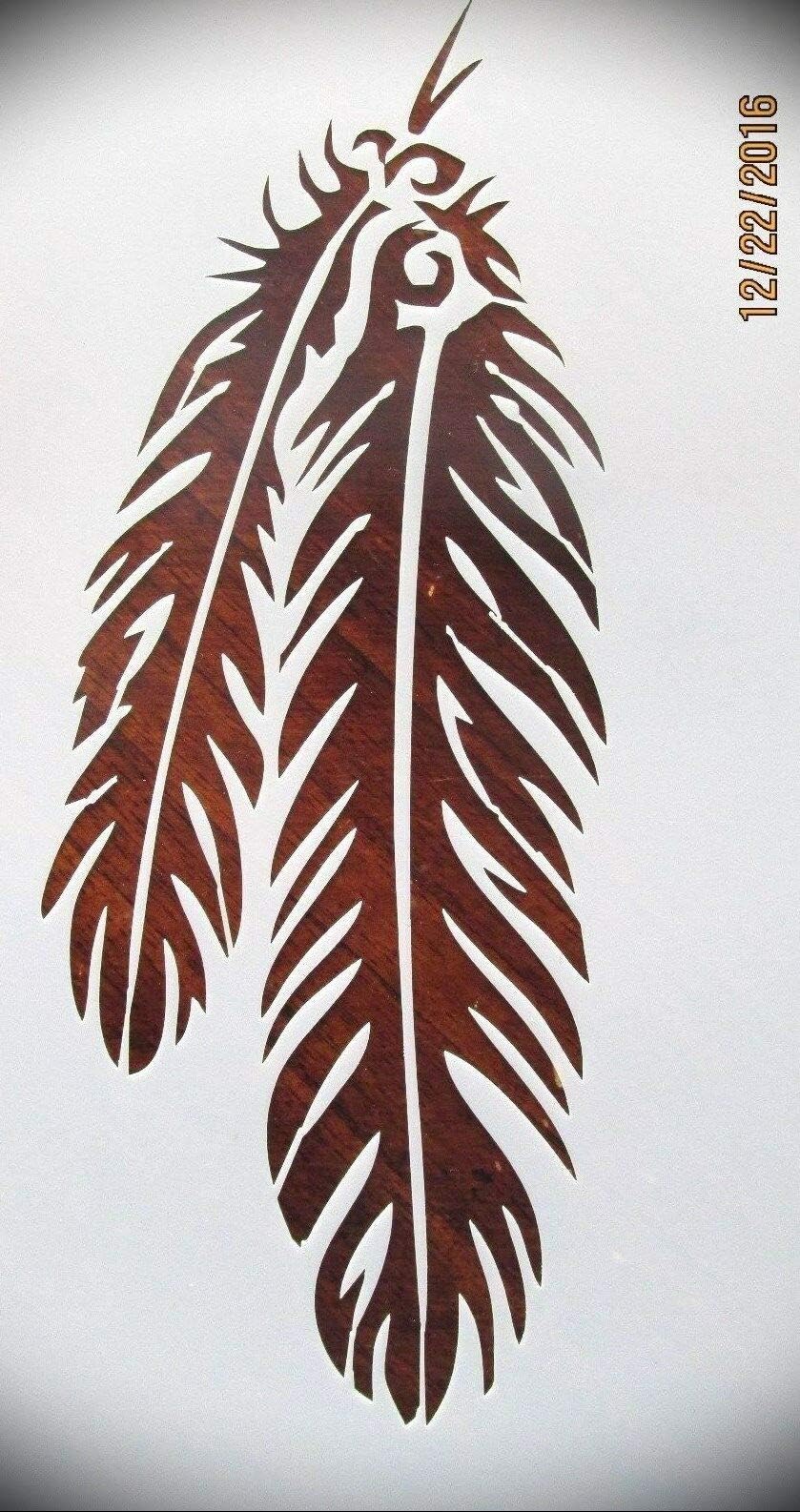 Feather Logo Stencil Reusable 10 mm Mylar Laser Cut Stencil Arts and Crafts Material Scrapbooking for Airbrush Painting Drawing