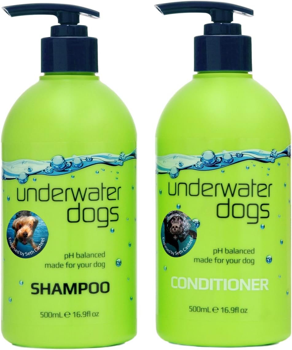 Underwater Dogs Haircare - Soap Free & Paraben Free Dog Shampoo and Conditioner Set - 16.9 Fl. Oz. Vanilla/Coconut - Eliminates Pet Odor and Relieves Dry, Sensitive & Itchy Skin