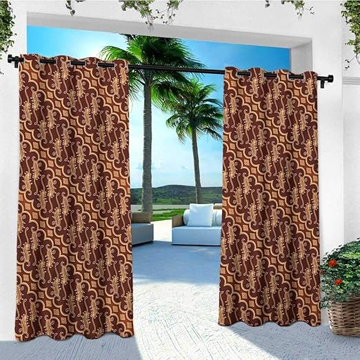 Amazon Com Leinuoyi Brown Outdoor Curtain Panels Set Of 2 Batik