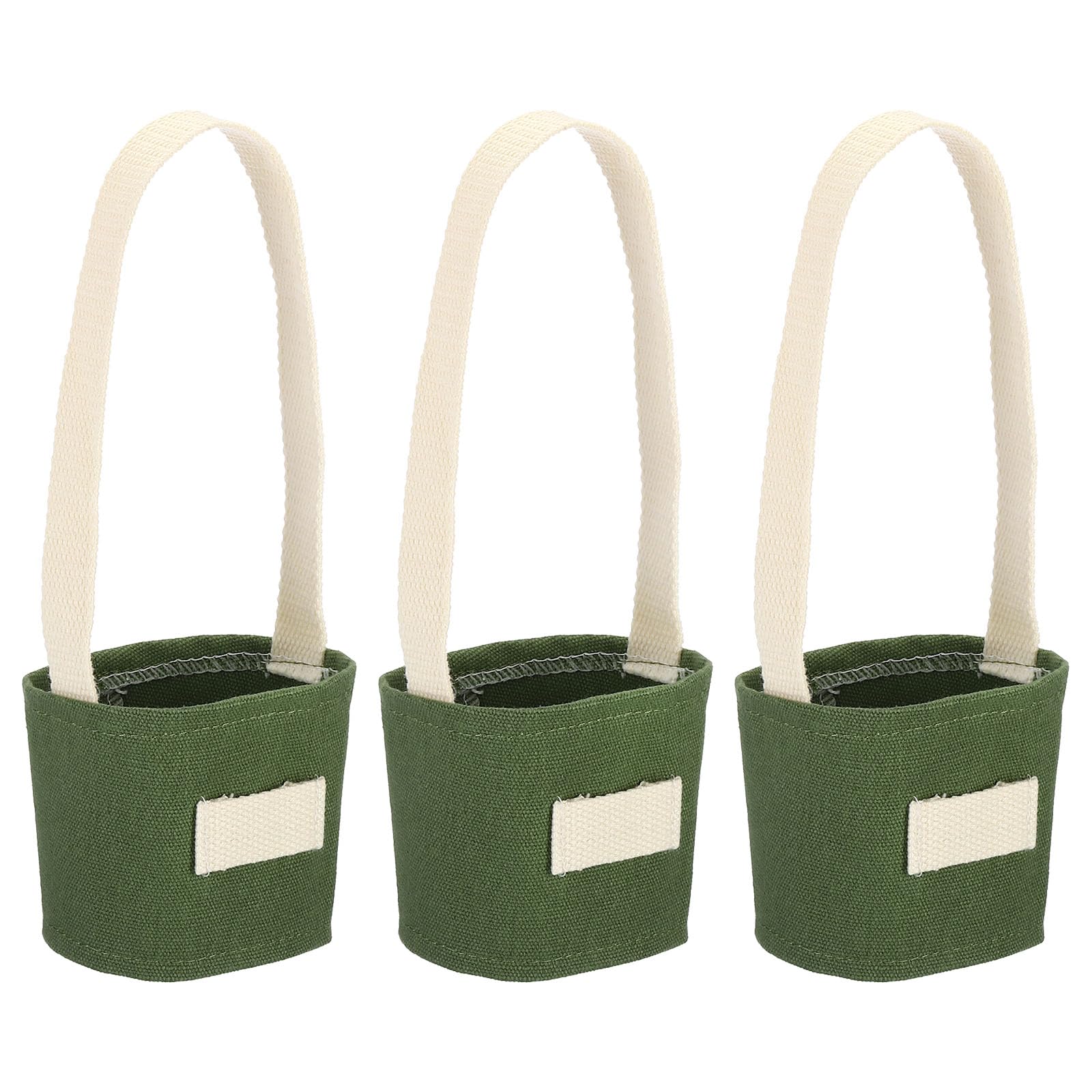 PATIKIL Coffee Cup Sleeve with Strap, 3 Pcs Water Bottle Holder with Straw Holder, Reusable Canvas Portable Water Bottle Carrier for Water Bottle, Coffee for Hiking, Biking, Green