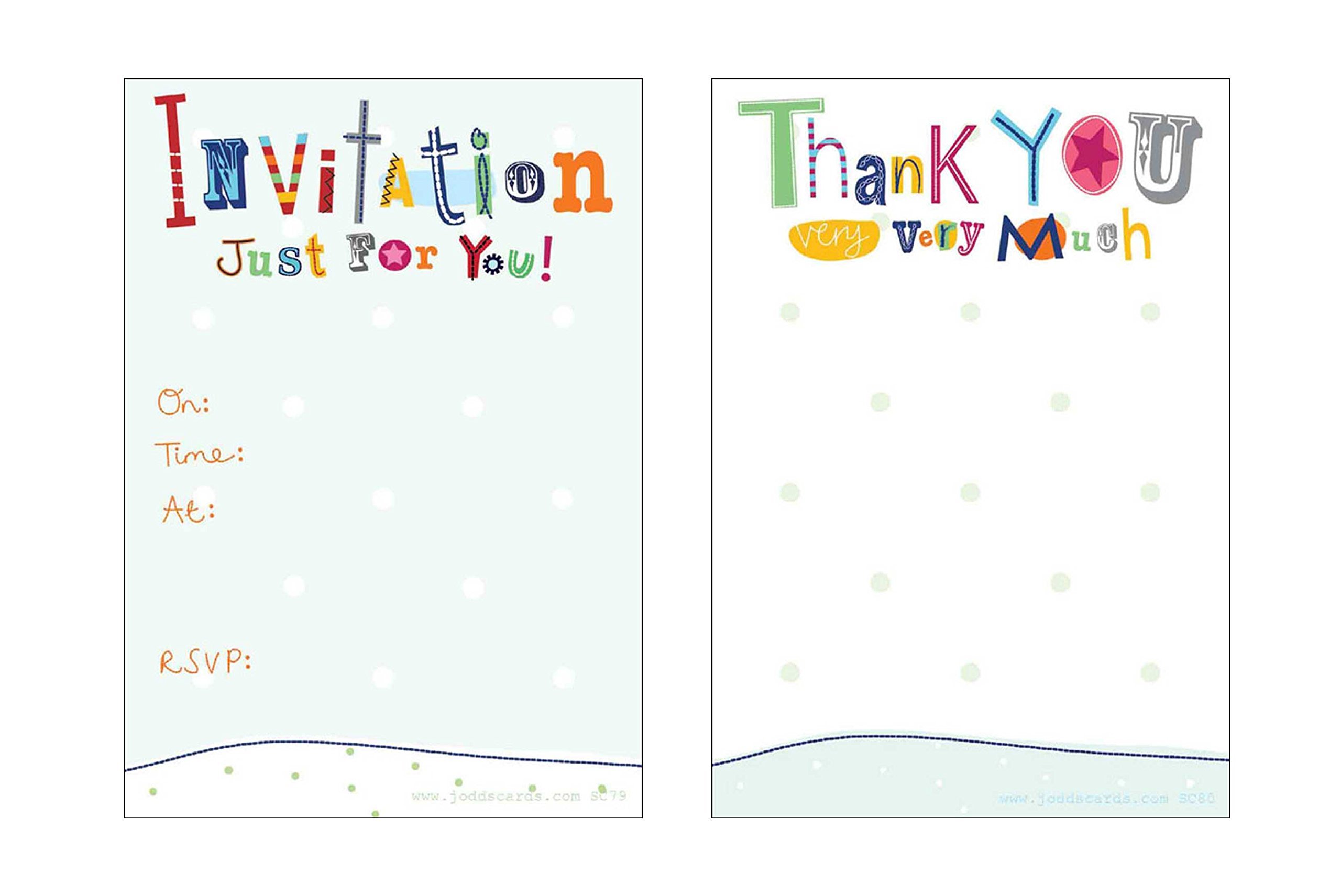 Jodds Luxury 8 Glittered Wordy Party Invitations with 8 Matching Glittered Thank You's