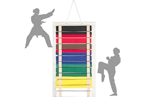 JOYMOMO Karate Belt Display Rack Holds 12 Karate Belts, Hanging Martial Arts Belt Display for Martial Arts Learners(No Accessories Included)