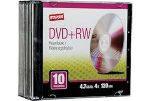 Staples 10/PK 4.7GB DVD+RW Slim Jewel Cases 4X