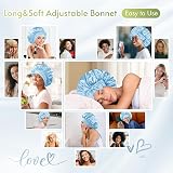 BONNET QUEEN Silk Bonnet for Sleeping Curly Hair Adjustable Light Blue Medium view 4