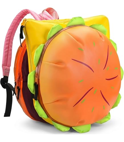 MaiQidd Cheeseburger Backpack Multi-compartment Funny Hamburger Backpack