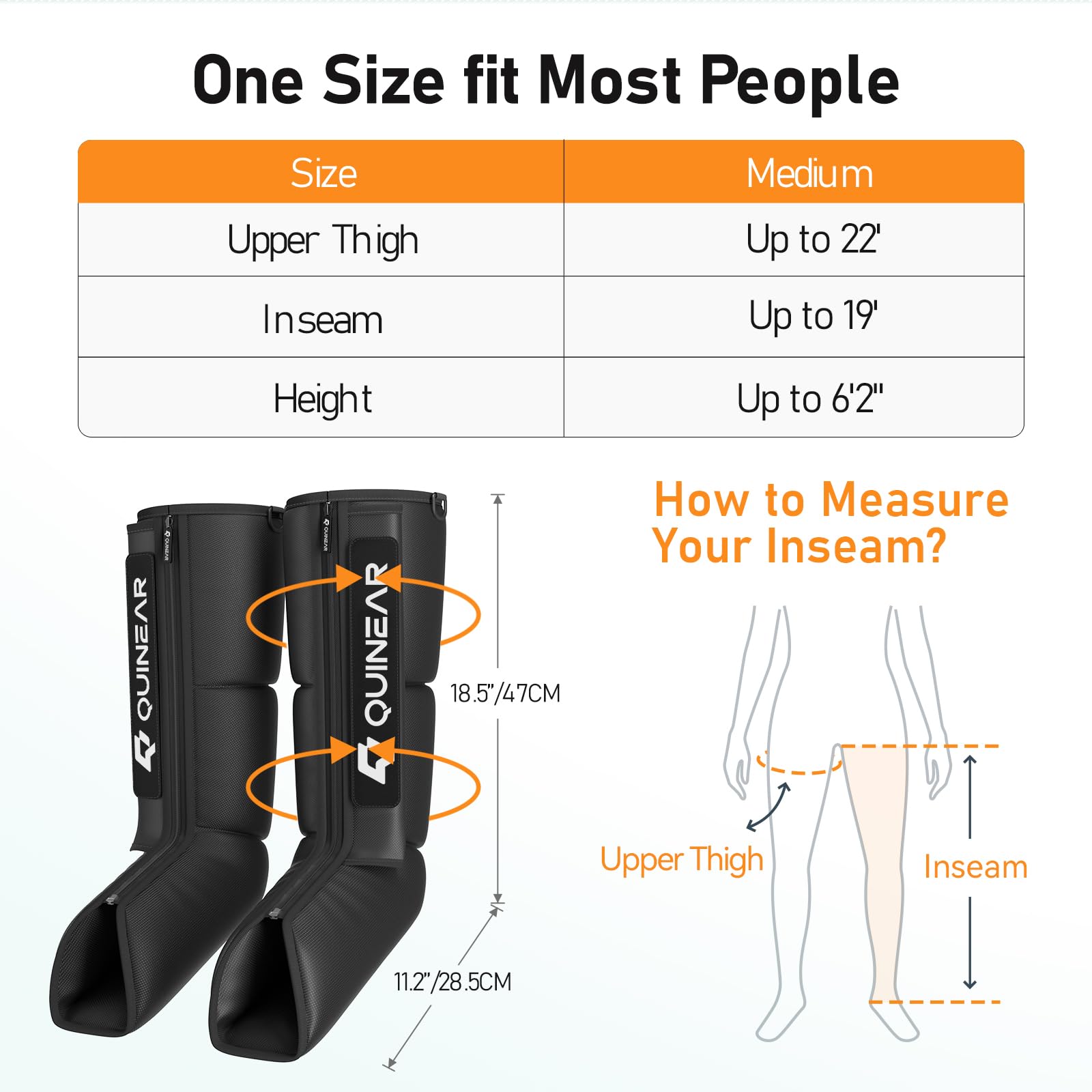 QUINEAR Leg Recovery System for Athletes, Air Compression Recovery Boots Massager for Circulation and Pain Relief - 9 Intensities 60-140 mmHg - FSA-HSA Eligible