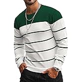 ZAFUL Men's Color Block Striped Pullover Sweater Crewneck Long Sleeve Sweater Slim Fit Casual Sweatshirts