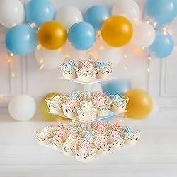 AMEITECH Cupcake Stand with Base, 3-Tier Square