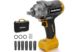 ANDERLAX 1200N.m Cordless Impact Wrench 1/2 inch for Dewalt Battery, 900FT-LBS Impact Drill with LED Work Light, 2400RPM High Torque Impact Driver (Tool Only)