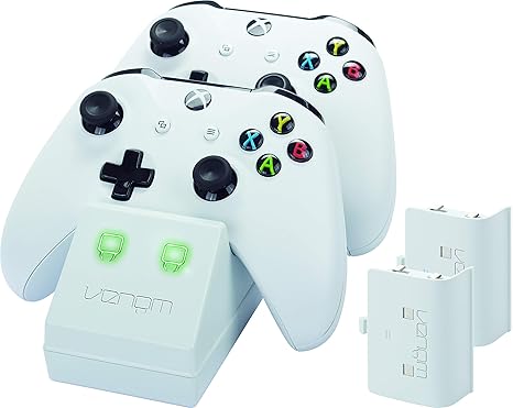 Venom Twin Docking Station inkl. 2 Zusatzakkus für Xbox One & One S - weiß - Perfekt für die weiße Xbox One S & Xbox One Kons