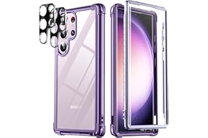 Temdan for Samsung Galaxy S23 Ultra Case, [Built-in Screen Protector]+[2Pcs Lens Protector][Touch Sensitive][Anti-Scratch][Military Grade Shockproof] Full Body Protection Case for S23 Ultra 5G,Purple
