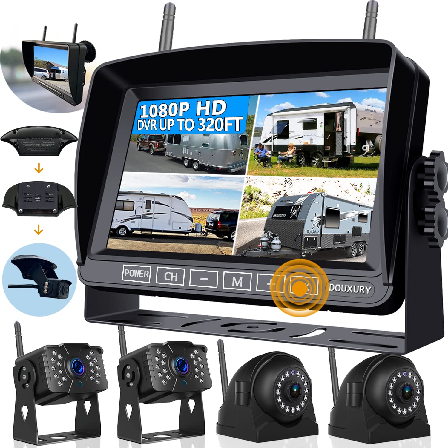 Wireless RV Backup Camera for Trailer Truck Camper Digital Rear Side