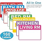 Home Moving Labels- 3 x 2 inches, Removable Packing Box Stickers, 8 Designs Waterproof Color Coded Moving Stickers with Fragile and Blank Labels- 160PCS
