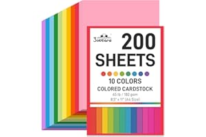 3 otters 200Sheets Construction Paper, Cardstock 8.5" x 11 ", 10 Assorted Colors Card Stock Printer Paper 65 lb/180 GSM, for Printing, DIY Craft, Kids School Supplies, Back to School, Party Decoration