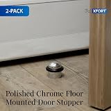 XFORT Polished Chrome Floor Door Stopper 2 Pack - Rubber Ring Soundproof Wall view 2