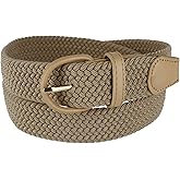 CTM Men's Elastic Braided Belt with Covered Buckle (Big & Tall Available)